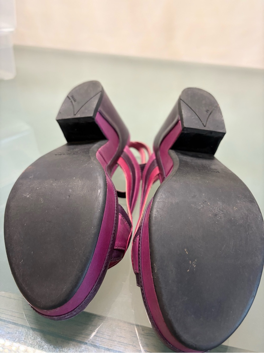 Prada Fuchsia and Deep Purple Two-Tone Platform Sandals - Picture 14 of 14